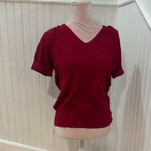 Chic Burgundy V-Neck Women's Tee